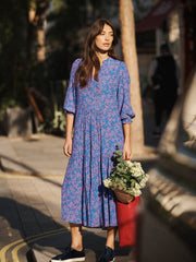 Naomi blue petal print dress