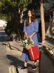 Naomi blue petal print dress