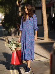 Naomi blue petal print dress