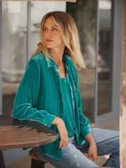 Chiara silk blend velvet shirt - Sea Green