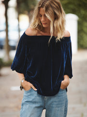 Vivian silk blend velvet top - Midnight