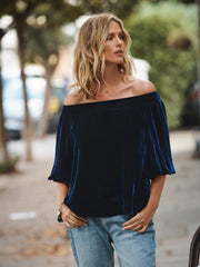 Vivian silk blend velvet top - Midnight
