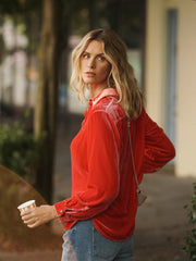 Chiara silk blend velvet shirt - Hibiscus