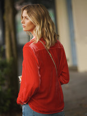 Chiara silk blend velvet shirt - Hibiscus
