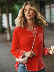 Chiara silk blend velvet shirt - Hibiscus