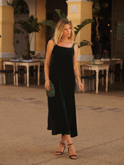 Simona silk blend velvet dress - Forest