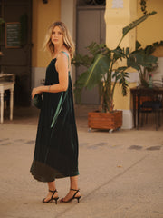 Simona silk blend velvet dress - Forest