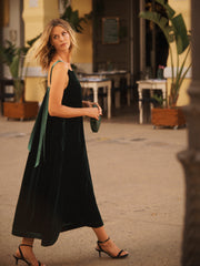 Simona silk blend velvet dress - Forest