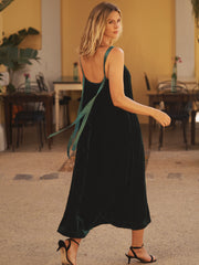 Simona silk blend velvet dress - Forest