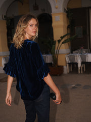 Juliana silk blend velvet top - Midnight