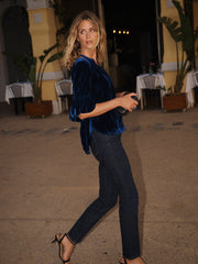 Juliana silk blend velvet top - Midnight
