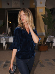 Juliana silk blend velvet top - Midnight
