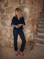 Juliana silk blend velvet top - Midnight