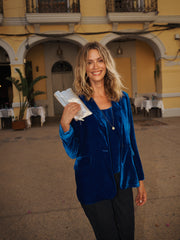 New May silk blend velvet jacket - Lapis Blue