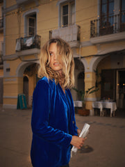 New May silk blend velvet jacket - Lapis Blue
