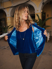 Violet silk blend velvet vest - Lapis Blue
