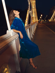 Tatiana silk blend velvet maxi dress - Peacock Blue