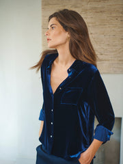 Chiara silk blend velvet shirt - Midnight