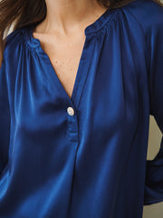 Ophelia silk satin shirt - Soft Navy
