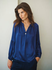Ophelia silk satin shirt - Soft Navy