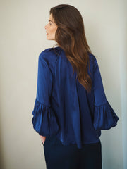 Ophelia silk satin shirt - Soft Navy
