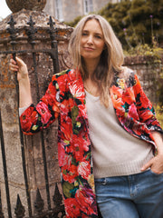 Jodie painted floral cotton velvet jacket