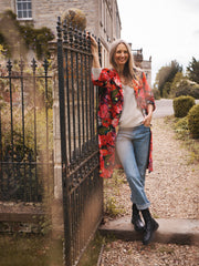 Jodie painted floral cotton velvet jacket