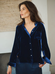 Chiara silk blend velvet shirt - Midnight