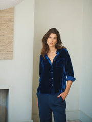 Chiara silk blend velvet shirt - Midnight