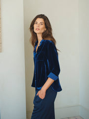 Chiara silk blend velvet shirt - Midnight