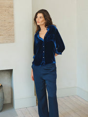 Chiara silk blend velvet shirt - Midnight