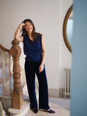 Thea silk blend velvet trouser - Midnight