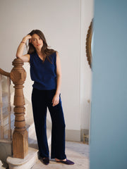 Thea silk blend velvet trouser - Midnight