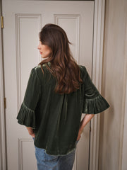 Juliana silk blend velvet top - Khaki