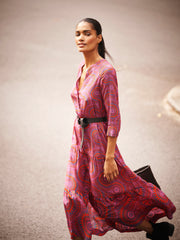 Avery silk pink batik maxi dress