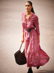 Avery silk pink batik maxi dress