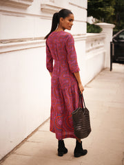 Avery silk pink batik maxi dress