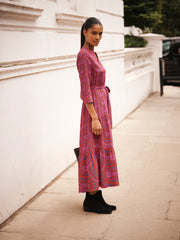 Avery silk pink batik maxi dress
