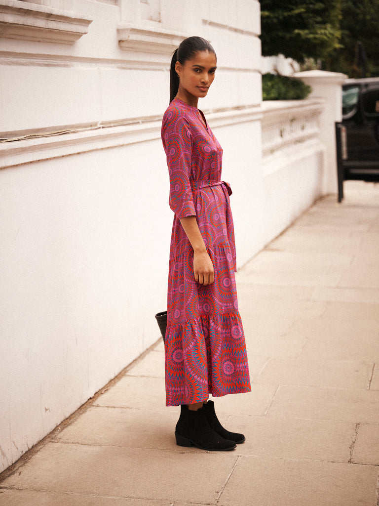 Avery Silk Pink Batik Dress