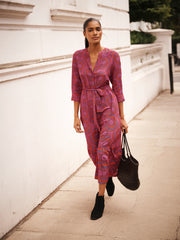 Avery silk pink batik maxi dress