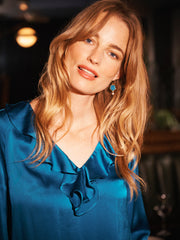 Alberta silk satin top - Peacock