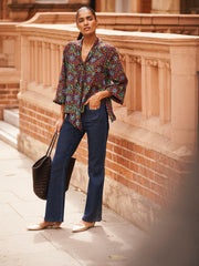 Aubree silk kaleidoscope top