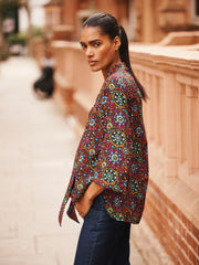 Aubree silk kaleidoscope top