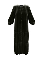 Addy silk blend velvet dress - Khaki