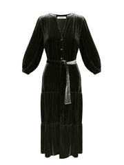 Addy silk blend velvet dress - Khaki