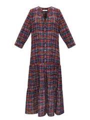 Avery silk tweed print maxi dress