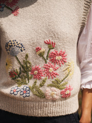 Rosie alpaca blend embroidered tank - Silver Grey
