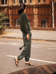 Becca silk cargo pant - Khaki