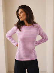 Billie cotton stripe t-shirt - Pink Sorbet & White