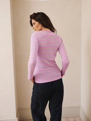 Billie cotton stripe t-shirt - Pink Sorbet & White